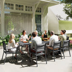 Salon de jardin table extensible 135-270 cm en aluminium et textilène 6/10 personnes 8 chaises empilables gris
