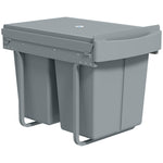 Poubelle cuisine, poubelle sous évier coulissante encastrable avec 2 x 20 L compartiments amovibles, 52x33,5x41cm, gris