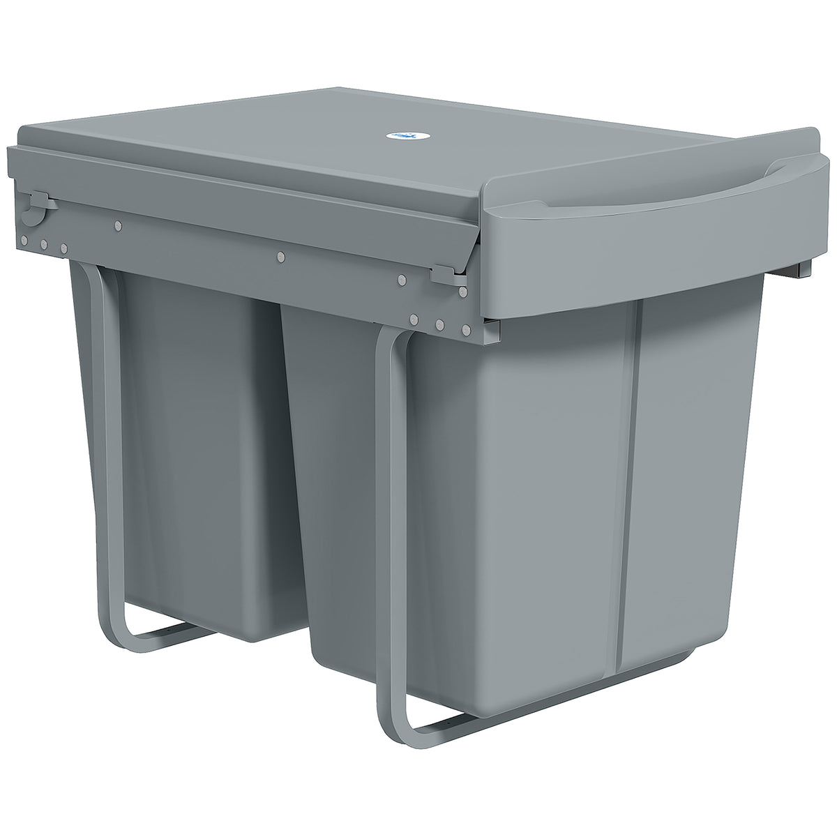 Poubelle cuisine, poubelle sous évier coulissante encastrable avec 2 x 20 L compartiments amovibles, 52x33,5x41cm, gris