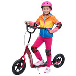 Trottinette enfant patinette pneus 30 cm Hauteur Guidon réglable poignée Frein et béquille Acier pour enfants à partir de 5 ans Rouge