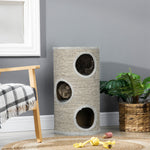 Krabton voor katten, sisal krabpaal met 3 niveaus bekleed met pluche, Ø 38 x 70 cm, grijs