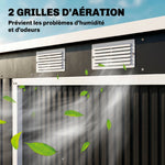 Abri de jardin 2,77 m² 213 x 130 x 172 cm kit de fondation porte coulissante ventilations acier galvanisé gris foncé
