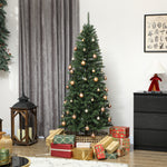 Sapin de Noël artificiel 180 cm, arbre de Noël fin avec 250 lumières, 899 pointes, support en métal pliable, vert