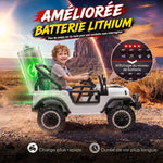 Voiture Électrique Enfants 12V, Buggy Électrique Enfants, 2 Moteurs, Télécommande 2,4G, Batterie Lithium, Blanc