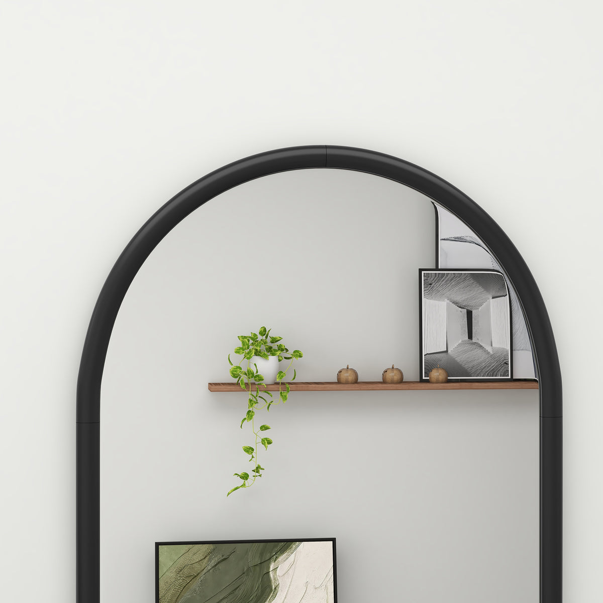 Miroir mural arche, 110 x 65 cm Cadre en bois, Miroir arqué pour le salon, la chambre, l'entrée, noir
