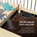 Jardinière sur pieds carré potager de jardin sur pieds 2 bacs tablette étagère inférieure 207 x 59 x 78 cm bois naturel