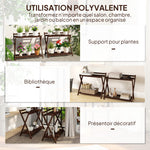Lot de 2 support plantes intérieur 2 niveaux étagères à plants avec support arrière 73 x 36 x 64 cm marron