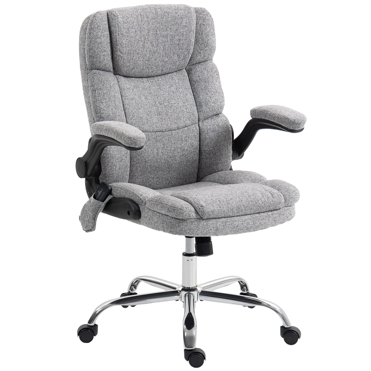 Fauteuil de bureau massant et chauffant, chaise de bureau ergonomique avec hauteur réglable, fonction à bascule, gris