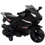 Moto électrique enfants, moto à batterie 6 V avec effets lumineux et sonores, roues d'entraînement, 75x36x49cm, noir