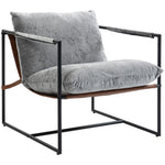Fauteuil salon, fauteuil d'appoint rembourré en velours imprimé, large assise et structure en acier, 77x91x80cm, gris
