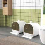 Lot de 2 bacs à litière pour chat maison de toilette porte battante, pelle et filtre inclus dim. 43L x 44l x 47H cm