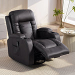 Fauteuil inclinable de massage et chauffage, fauteuil de relaxation, dossier réglable, pivotant 360°, 82x99x103cm, marron