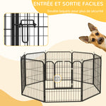 Luxe parc enclos modulable acier époxy porte verrouillable pour chiens, lapins, rongeurs, petits animaux, intérieur et extérieur 80 x 80 cm noir