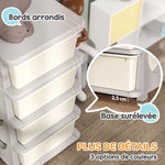 Organisateur de jouets pour enfants avec 4 tiroirs à 4 niveaux, boîtes de rangement en plastique, 37 x 37 x 76 cm, crème