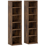 Lot de 2 étagères colonnes armoire de rangement CD 12 compartiments 21 x 22,5 x 88,5 cm capacité 204 CD brun rustique