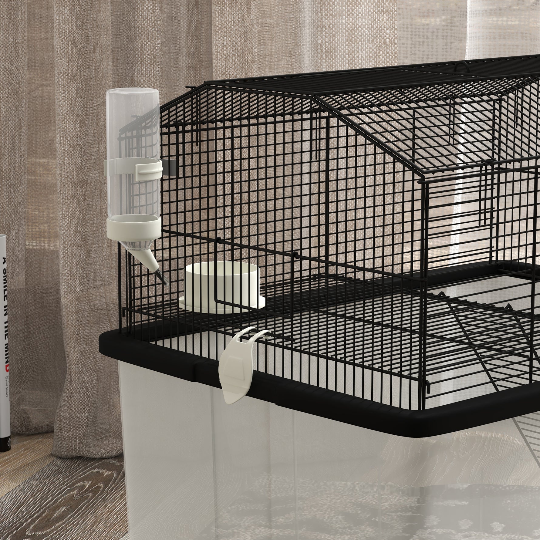 Cage hamster cage rongeur 2 étages avec roulettes plate-forme et échelle en fil d'acier 57 x 43 x 57 cm noir