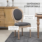 Lot de 2 Chaises de Salle à Manger, Chaises Médaillon Style Louis XVI, Assise et Dossier Rembourrés en Effet Lin, Gris