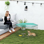Parc pour chien, enclos chien 6 panneaux avec toit, modulable et pliable, enclos portable 60H cm avec porte, clôture pour chat, chiens de petit taille, intérieur et extérieur, argent, vert