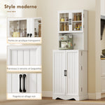 Buffet haut cuisine armoire de cuisine 4 portes 8 porte-épices plan de travail étagère réglable 60x39,5x179,6cm blanc