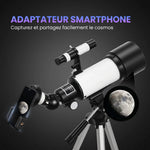 Télescope Astronomique pour Adultes et Débutants 70 mm, 2 Oculaire 40X/16X, Trépied Réglable, 80 x 80 x 135 cm, Blanc