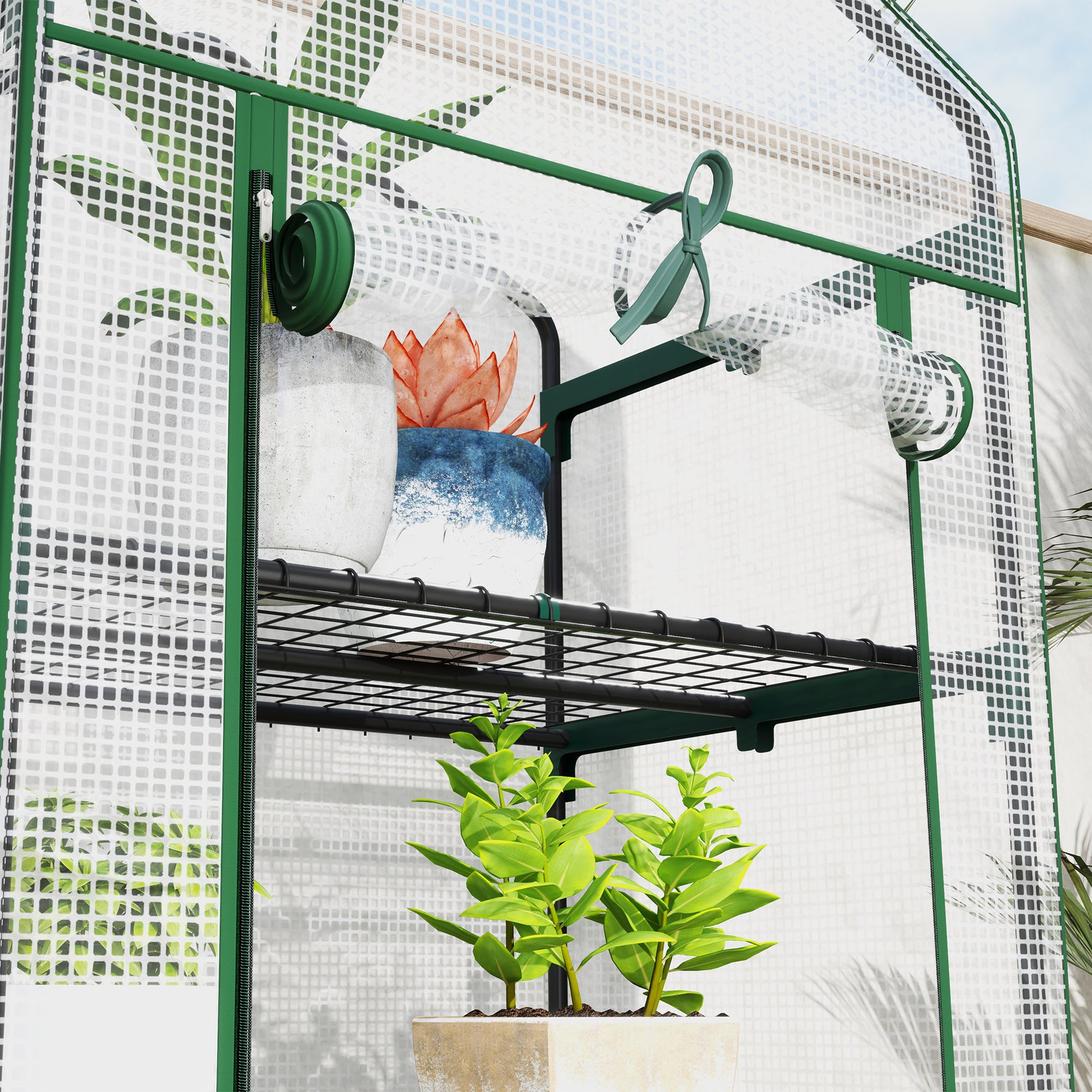 Serre de jardin balcon étagère serre 5 niveaux 0,69 x 0,49 x 1,93 m acier bâche amovible PE blanc