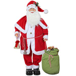Figurine de Père Noël, Debout de Père Noël Rouge Traditionnelle 140 cm avec Sac de Cadeaux, Effets Sonores et Cloche