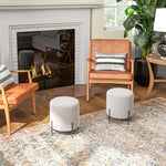 Lot de 2 poufs ottoman tabouret pouf repose-pied en velours pieds en acier pour salon chambre Ø 35 x 38 cm gris clair