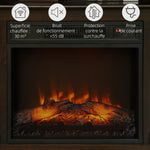Cheminée électrique effet flammes LED luminosité réglable avec télécommande - 1800 W - 80,5 x 32,3 x 80,5 cm