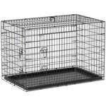 Cage caisse de transport pliante pour chien en métal noir 92 x 57 x 62,5 cm