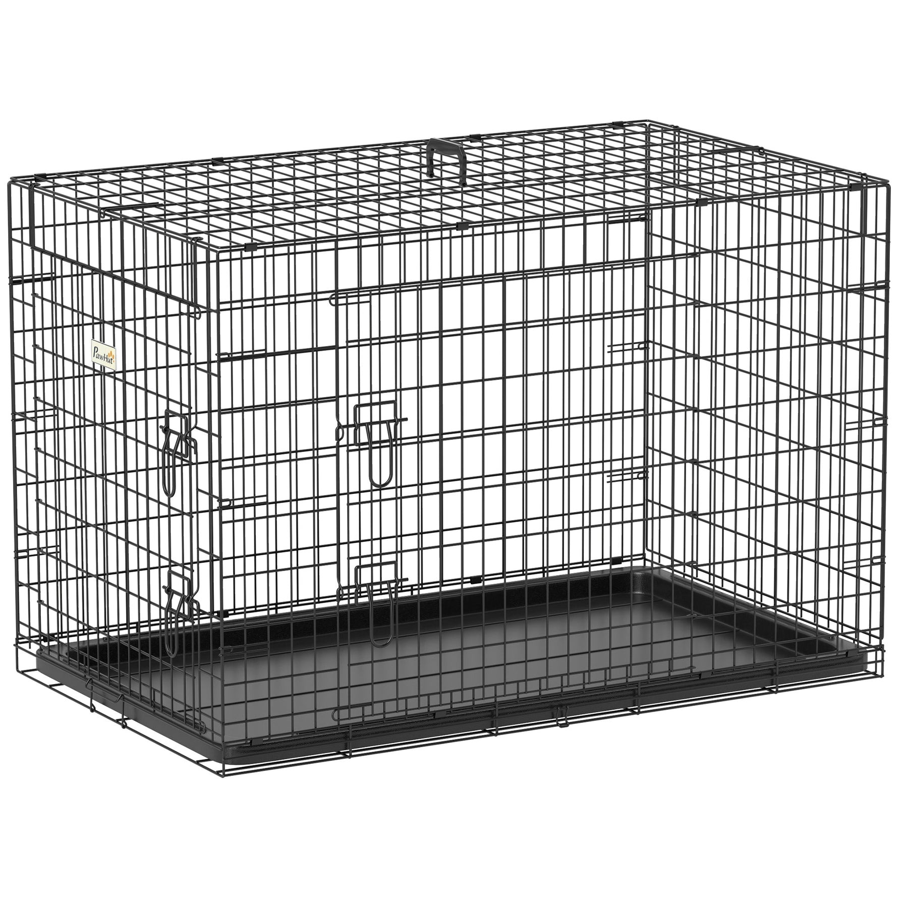Cage caisse de transport pliante pour chien en métal noir 92 x 57 x 62,5 cm