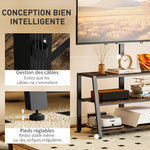 Meuble TV avec support pour téléviseurs de 32-70 pouces, étagères ouvertes, angle ajustable 35°, 108x41x135cm, marron