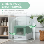 Maison de toilette pour chat pliable double porte battante et supérieure pelle fourni 47,5 x 35,5 x 36,7 cm vert