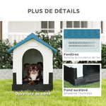 Niche pour chien chenil à l'extérieur pour chiens de petite et moyenne taille 64,5 x 57 x 66 cm blanc et bleu
