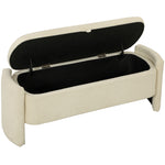 Banc Bout de Lit Banquette, 118x42x45cm, Banc de Rangement Rembourré en Tissu Bouclé, Pieds en Bois d'Eucalyptus, Crème