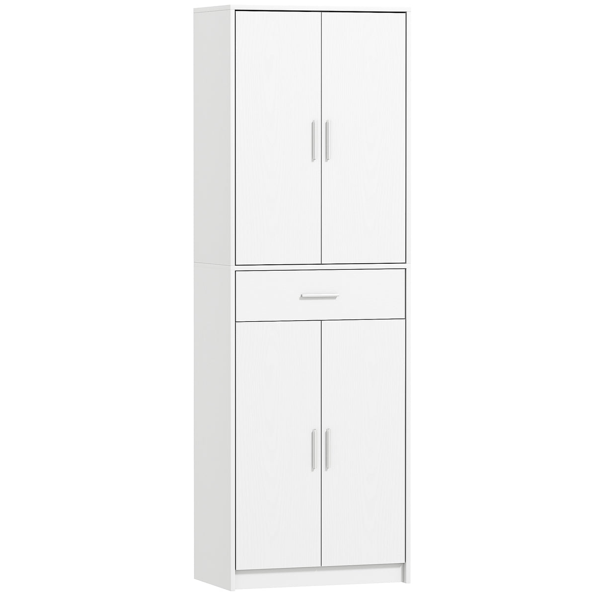 Armoire de cuisine moderne avec placards à portes, étagères réglables et tiroir, 60 x 35 x 180 cm, blanc