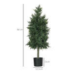 Lot de 2 plantes artificielles Cèdre avec pot, hauteur 90 cm, Conifère, 38L x 12,5l x 90H cm