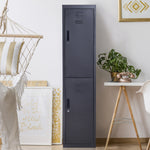 Armoire à casiers à 4 niveaux, casier vestiaire métallique avec 2 portes verrouillables à 2 clés, 38x46x180cm, noir