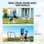 Filet de rebond de football rebondisseur de football ajustable pliable portable 4 piquets de fixations au sol filet de PE noir blanc 78 x 84 x 78 cm