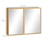 Armoire murale de salle de bain avec miroirs et 2 portes en bambou 65,2 x 14 x 50 cm