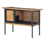 Cage à lapins en bois sur pieds, clapier pour rongeurs, cochons d'inde avec toit ouvrable - dim. 91,5L x 45l x 70H cm