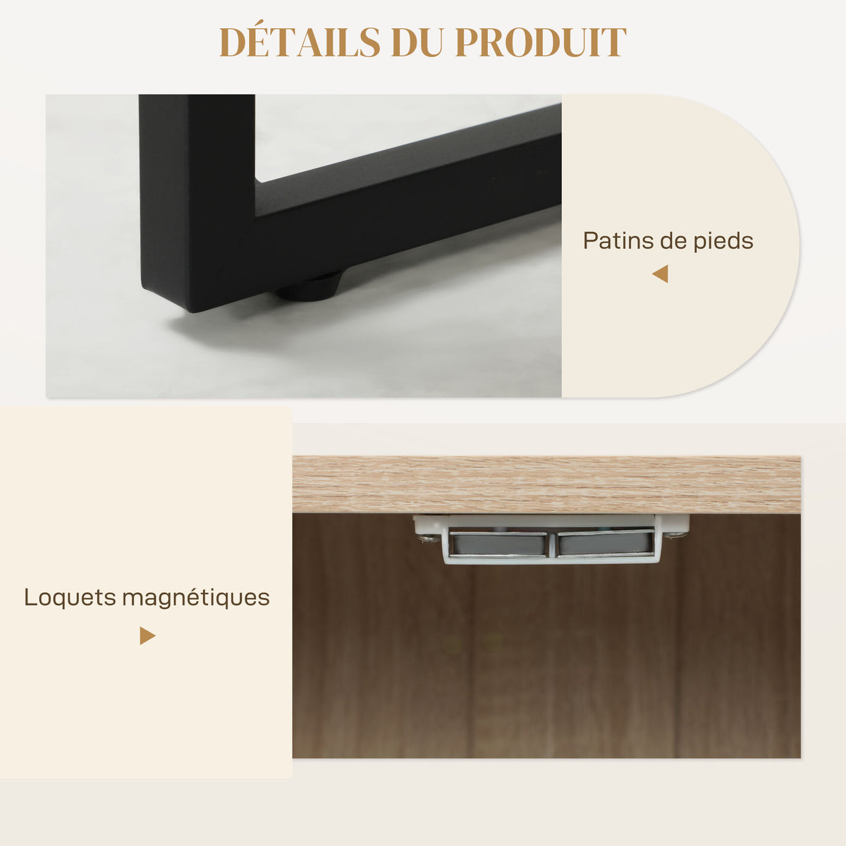 Buffet salon meuble de rangement armoire de cuisine avec placard 2 portes et étagères réglables 108 x 40 x 80 cm, chêne