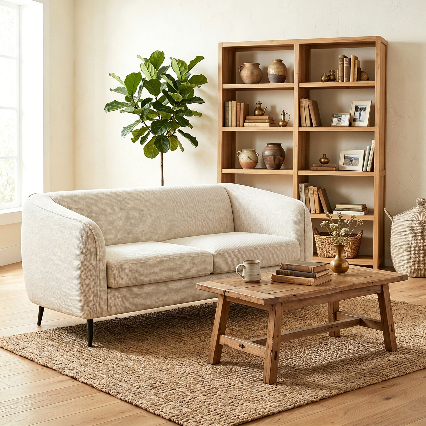Canapé 2 places en velours, canapé de salon moderne 160 cm, assise large rembourrée, coussin épais à ressorts, beige