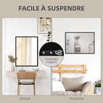 Miroir mural rectangulaire 80 x 60 cm, cadre en bois noir, idéal pour la salle de bain, salon ou chambre