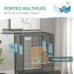 Cage oiseau sur pied cage sur roulettes avec balançoire, perchoirs et plateau coulissant 48 x 46 x 78 cm en acier noir