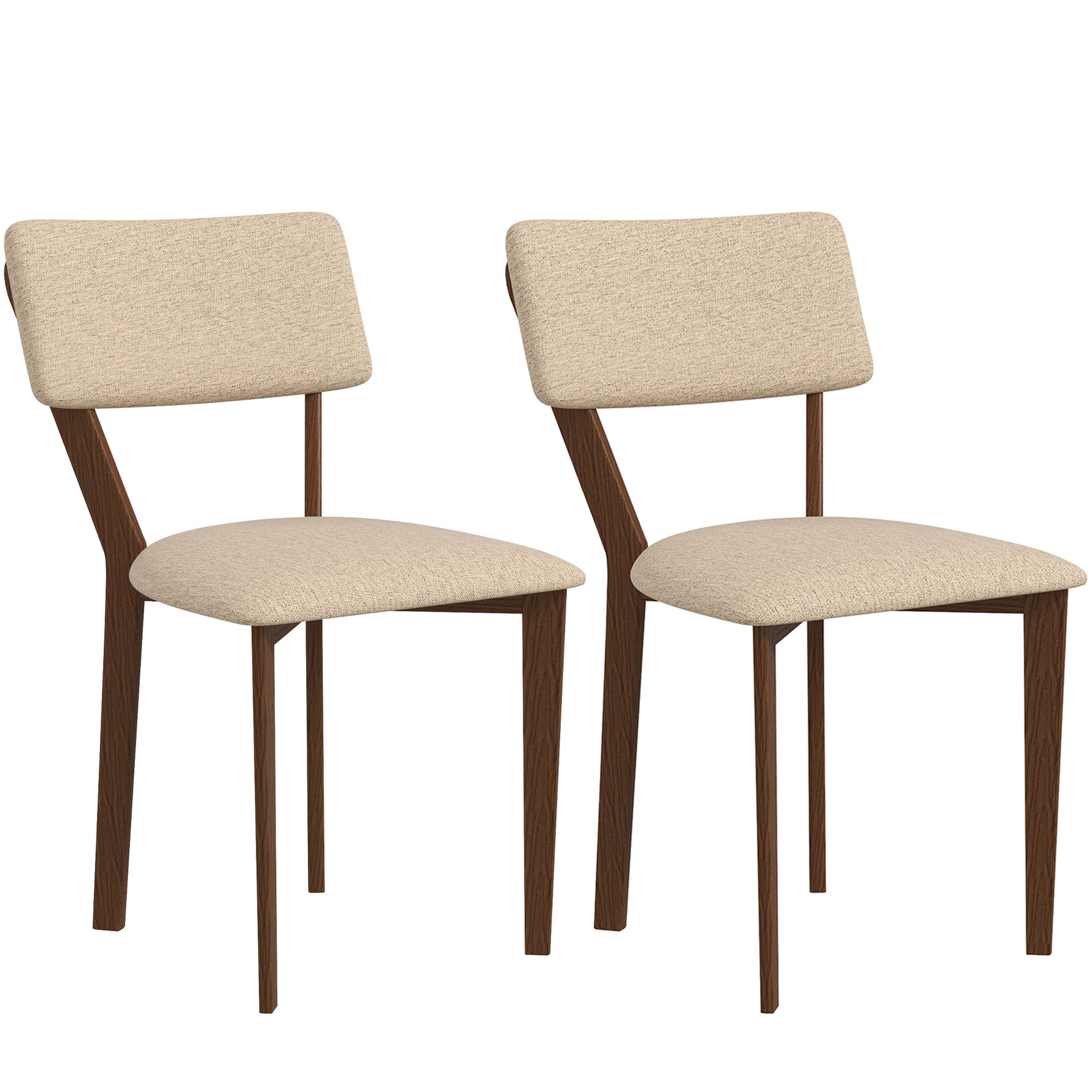 Lot de 2 chaises salle à manger chaises de cuisine avec dossier pieds en bois tissu effet lin 49 x 56 x 85 cm beige