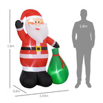 Père de Noël gonflable de 180 cm avec lumières LED, matériel fixation et souffleur, intérieur et extérieur