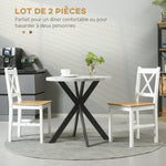 Lote de 2 sillas de comedor de madera maciza, silla de cocina estilo rústico con respaldo cruzado, color blanco y roble