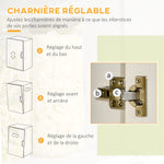 Armoire de cuisine avec 3 placards, niches, étagères réglables, portes vitrées, passe-câble, 90x40x180cm, blanc
