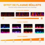 Cheminée électrique mural ou encastrable 900W/1800W, effet flamme à 12 couleurs 5 luminosités, 106,7x9,4x47cm, noir