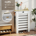 Couvercle de radiateur cache radiateur grille à lattes horizontales avec 2 tiroirs en bois 78l x 19P x 95,5H cm blanc